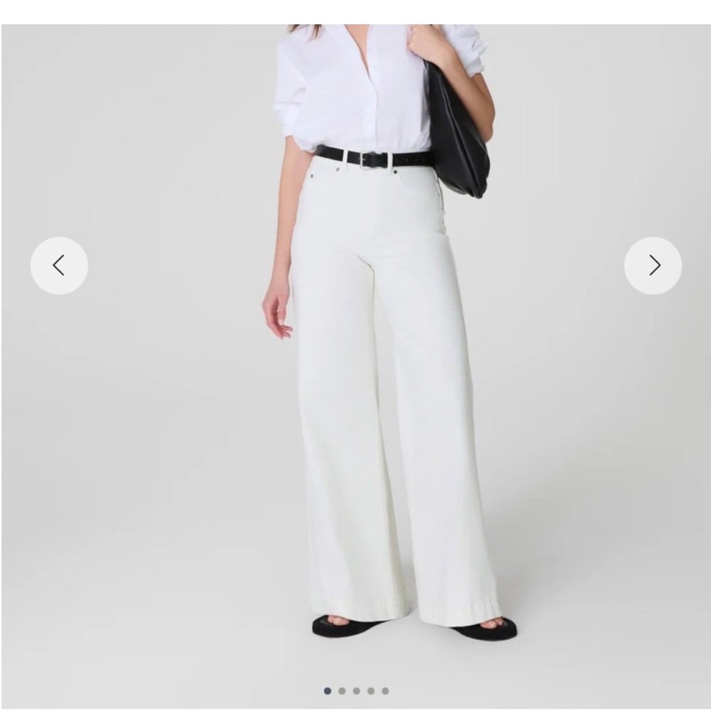 Spanx Seamed Front Wide Leg Jeans Wash White Size Medium *flaw